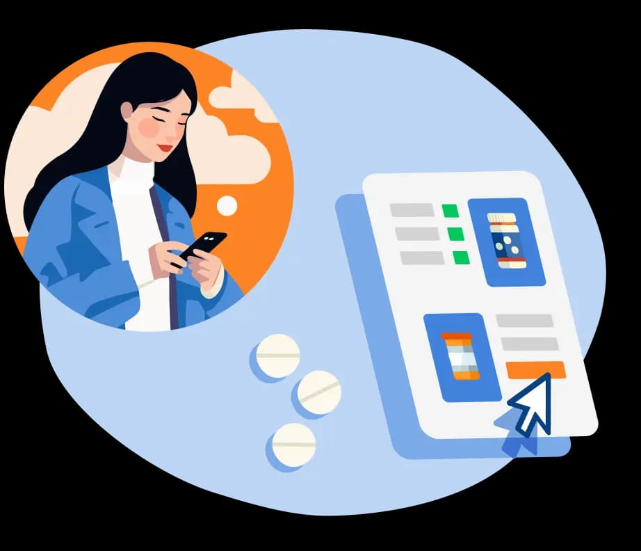 Illustration of woman using phone