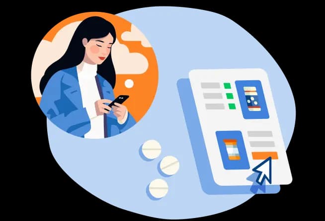 Illustration of woman using phone