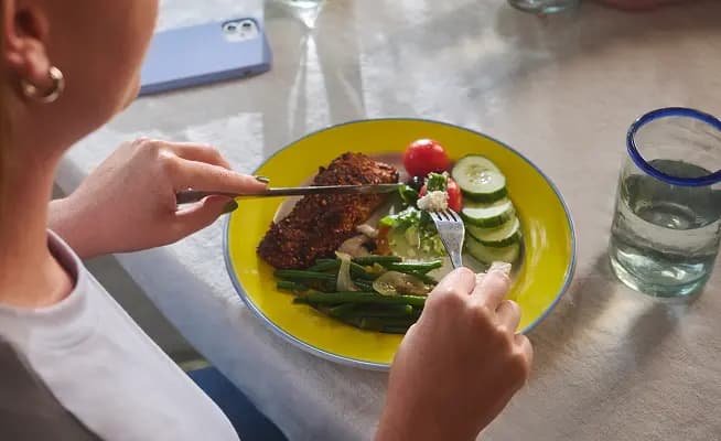 A woman eating